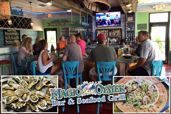 Magic Oyster Seafood Bar & Grill serving Seafood, Raw Oyster Bar in Jensen Beach FL on Hutchinson Island